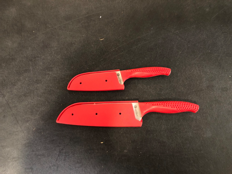 Photo 2 of Classic 2-Piece Paring Knife and Utility Knife Set with Safety Sheaths, Red