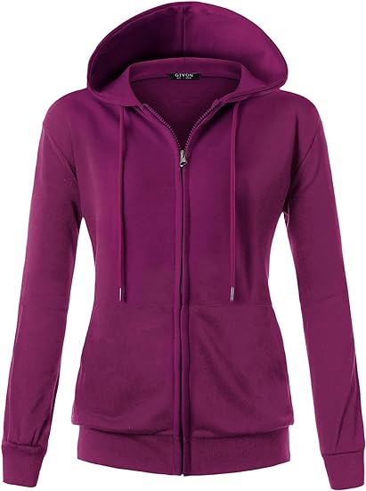 Photo 1 of (L) GIVON Basic Lightweight Zip-Up Hoodie Long Sleeve Thin Jacket for Women with Plus Size (Size Large)