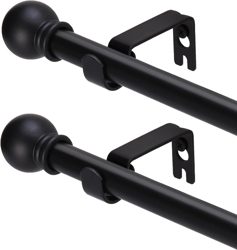 Photo 1 of 2 Pack Black Curtain Rods for windows 32 to 48 inch, 5/8 inch Decorative Curtain Rod Set, Splicing Heavy Duty Metal Curtain Rod with Brackets