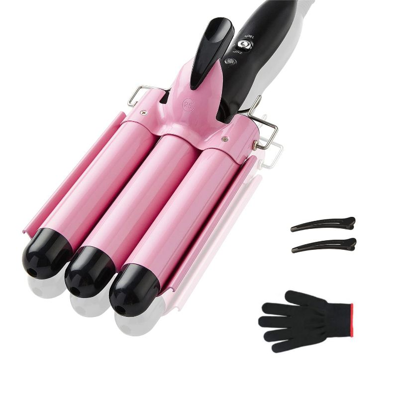 Photo 1 of 3 Barrel Curling Iron Hair Crimper, TOP4EVER 25mm?1 inch ? Professional Hair Curling Wand with Two Temperature Control,Fast Heating Portable Crimpers for...