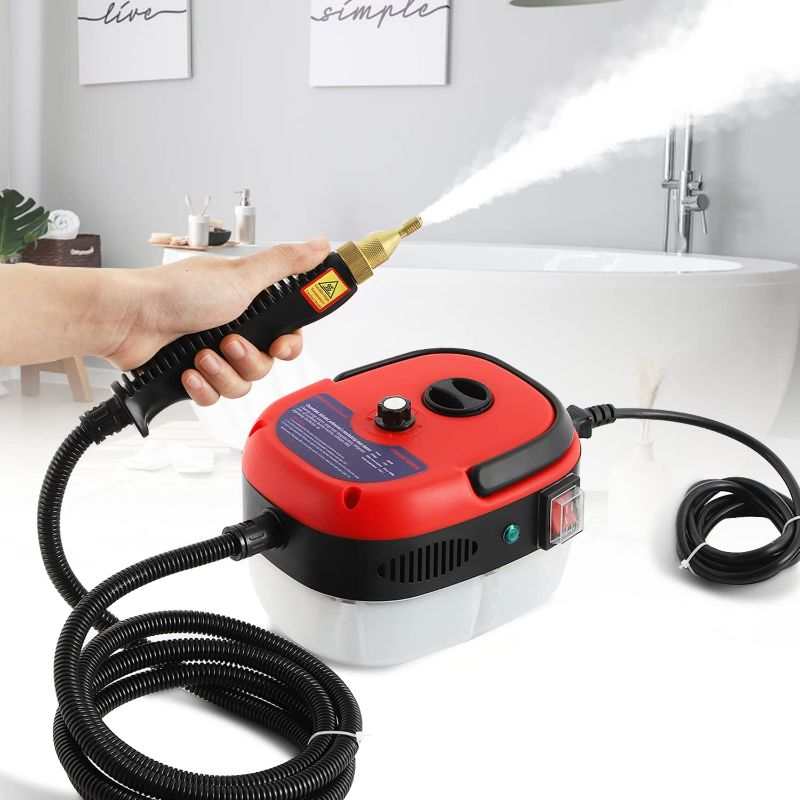 Photo 1 of Moongiantgo High Pressure Steam Cleaner, 2500W Portable High Temp Bathroom Power Steamer Cleaning Machine Steam Humidity Adjustable For Home Use Kitchen Grease Car Detailing (110V, Red)