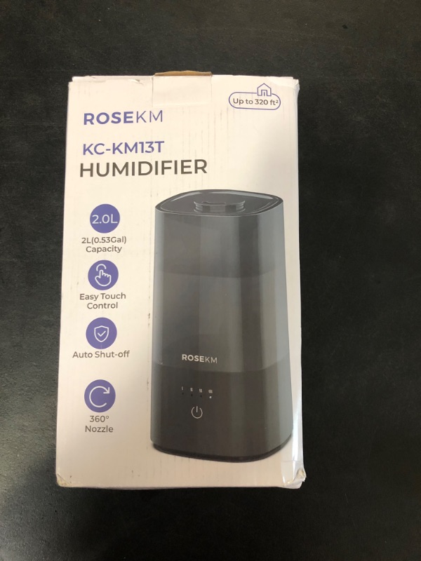 Photo 2 of ROSEKM Humidifiers for Bedroom, Cool Mist Humidifier for Home Plant and Baby Nursery, Quiet Ultrasonic Humidifier with 360° Nozzle, Auto Shut-Off, Filterless, Black