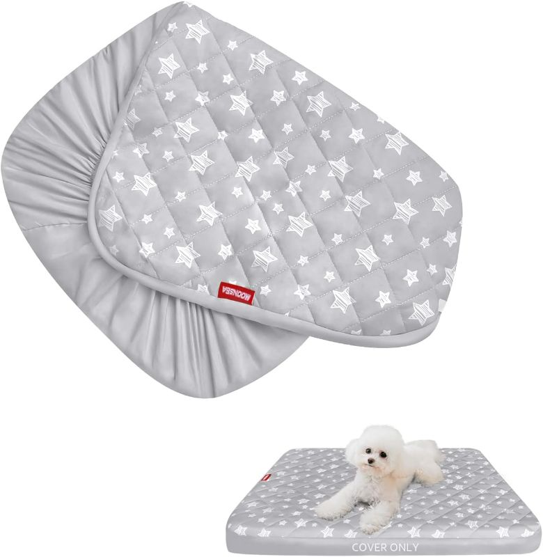 Photo 1 of Dog Bed Covers Replacement Washable Easy to Clean Cover Only, Waterproof Dog Bed Cover Dog Pillow Cover Quilted, Pet Bed Cover Lovely Grey Star Print, Puppy Bed Cover 15x20 Inches, for Dog/Cat