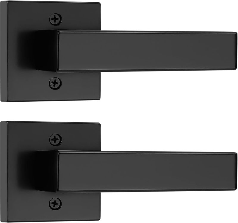 Photo 1 of Probrico [Pack of 2 Door Lever Dummy Lever Door Handle for Closets French Doors,Square Dummy Door Lever,Non-Turning Single Side Pull with Black Finish,Easy Installation Pull Only Lever Set