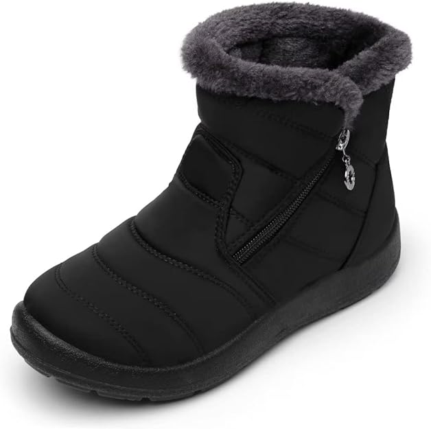 Photo 1 of Size 8.5 - Cheval Winter Snow Zip Up Boots for Women, Fur Lined Warm Ankle Booties, Outdoor Anti-slip Waterproof Comfortable Short Boot, Botas De Invierno Para Mujert