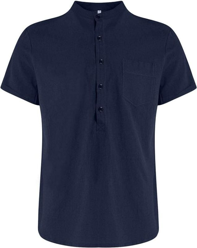 Photo 1 of (M) Mens Black Polo Sheer Button up Shirt Golf t Shirts for Men Short Sleeve White Shirt t-Shirts for Men Big and Tall Size M