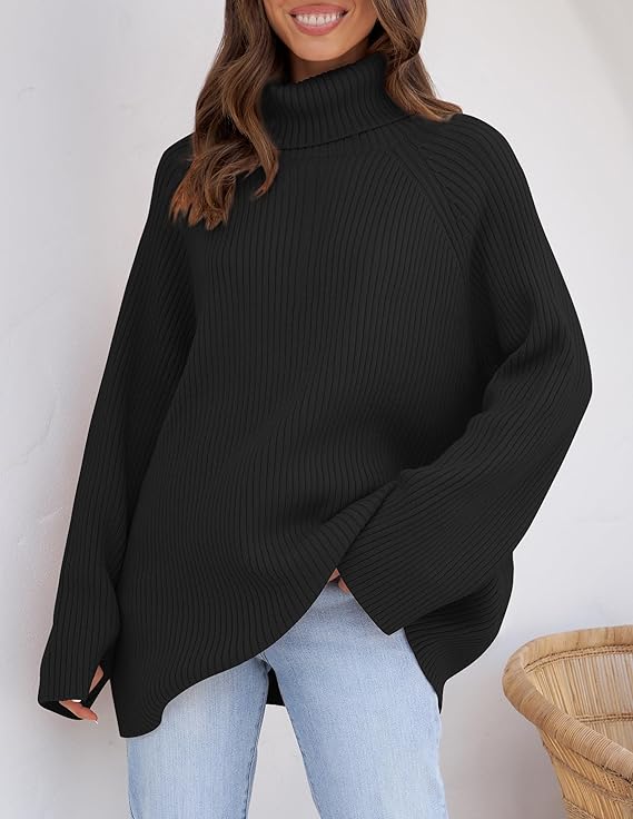 Photo 1 of (XL) ZESICA Women's 2024 Winter Sweaters Oversized Turtleneck Long Sleeve Chunky Knitted Tunic Pullover Tops Size XL