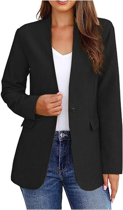 Photo 1 of (M) Luhylyana Suit Jackets for Women Open Front Long Sleeve Formal Lapel Button Down Lightweight Causal Work Office Jacket Blazer Size M