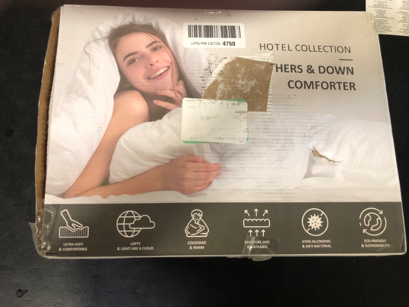 Photo 1 of Goose Feathers Down Comforter King Size Luxurious All Seasons Duvet Insert - Ultra-Soft 750 Fill-Power Hotel Collection Comforter, 54 Oz Fluffy Medium Warmth, (106x90, Solid White)