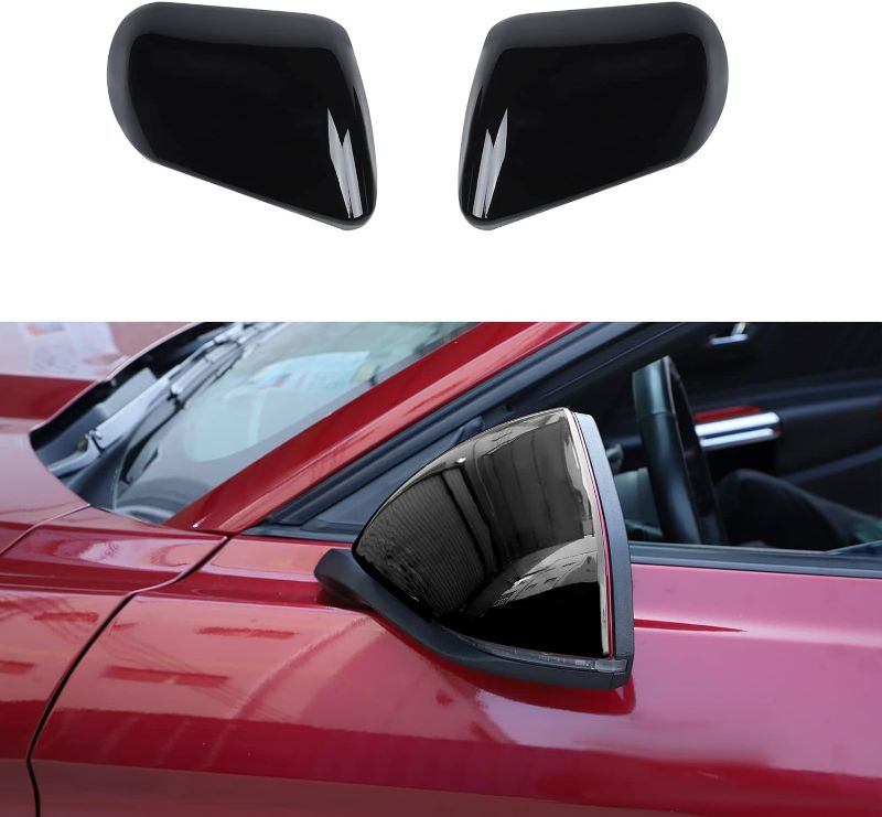 Photo 1 of RT-TCZ Rearview Mirror Cover Trim Kit Decoration for Ford Mustang 2015 2016 2017 2018 2019 2020 2021 2022 (Black)