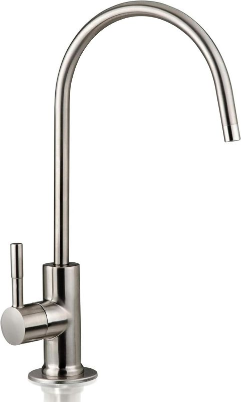 Photo 1 of iSpring GA1-BN Drinking Water RO Faucet for Kitchen Sink, Heavy-Duty Lead-Free Reverse Osmosis Faucet for RO Water Filtration System, Non-Air Gap 100% Stainless Steel RO Faucet, Brushed Nickel Finish