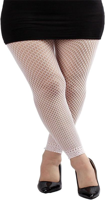 Photo 1 of Size Large  Women's Plus Size Fishnet Stockings High Waist Stretchy Footless Tights