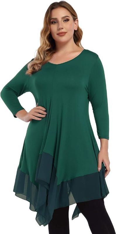 Photo 1 of AMZ PLUS Womens Plus Size Irregular Hem Short Sleeve Loose Shirt Dress Top Size 3XL
