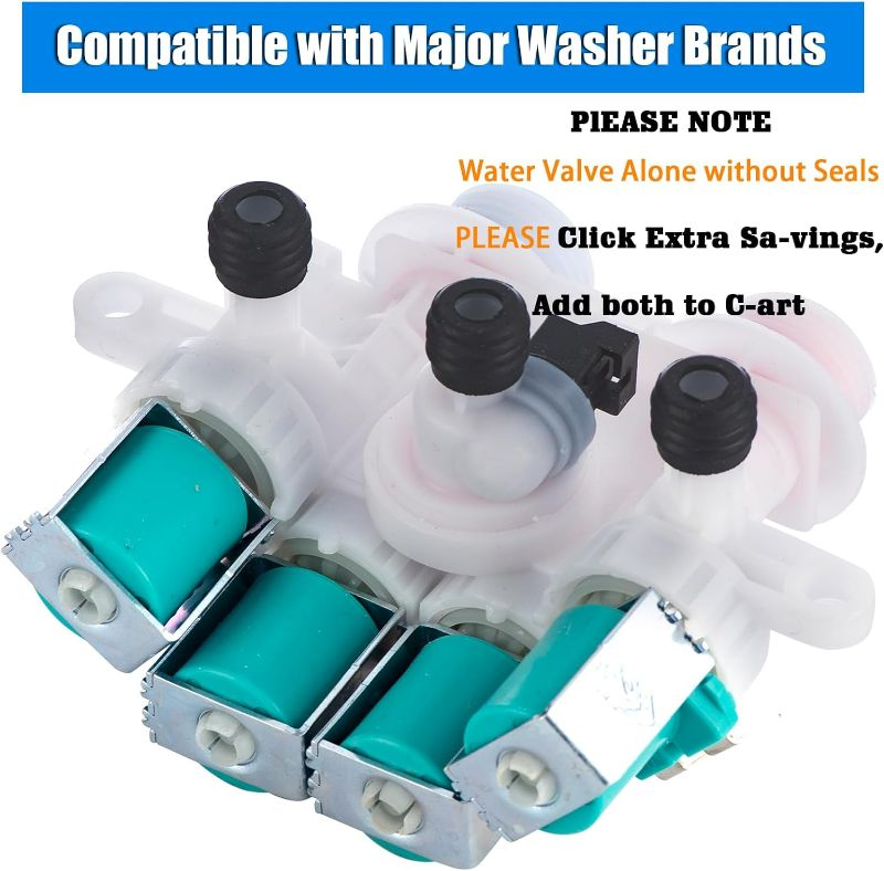 Photo 1 of W11165546, W11096267 Washer Water Inlet Valve (Without Seals), Compatible with may-tag, whirlpool, kenmore Washing Machine, Replaces 33090105, W10758828, W10599423, W10839828, W11165546VP, AP6284346