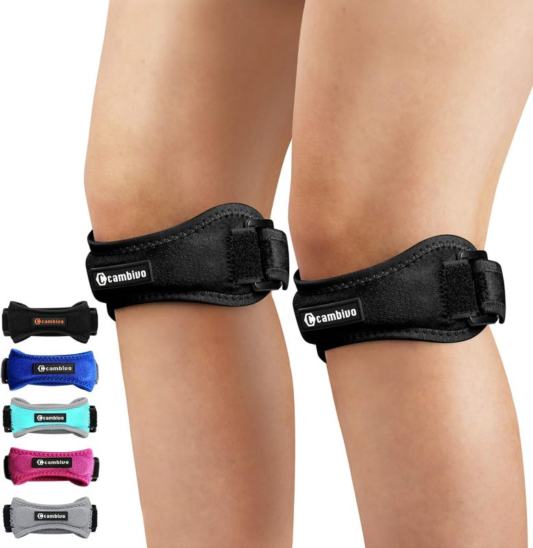 Photo 1 of CAMBIVO 2 Pack Knee Braces for Knee Pain, Patella Knee Support Strap, Adjustable Patellar Tendon Stabilizer Band for Jumpers Knee, Tendonitis, Basketball, Running, Hiking, Volleyball, Tennis, Squats