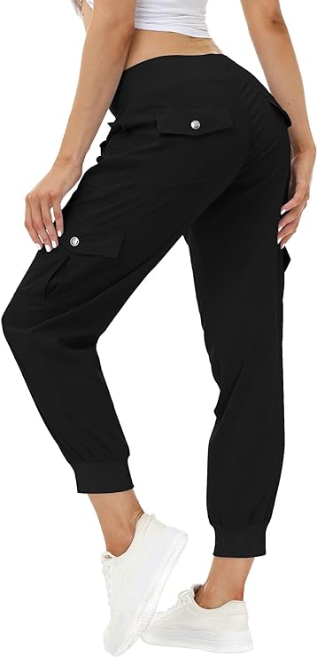 Photo 1 of (L) MoFiz Women's Lightweight Hiking Cargo Pants Outdoor Quick Dry Casual Travel Sweatpants Joggers Elastic Waist Button Pockets Size L