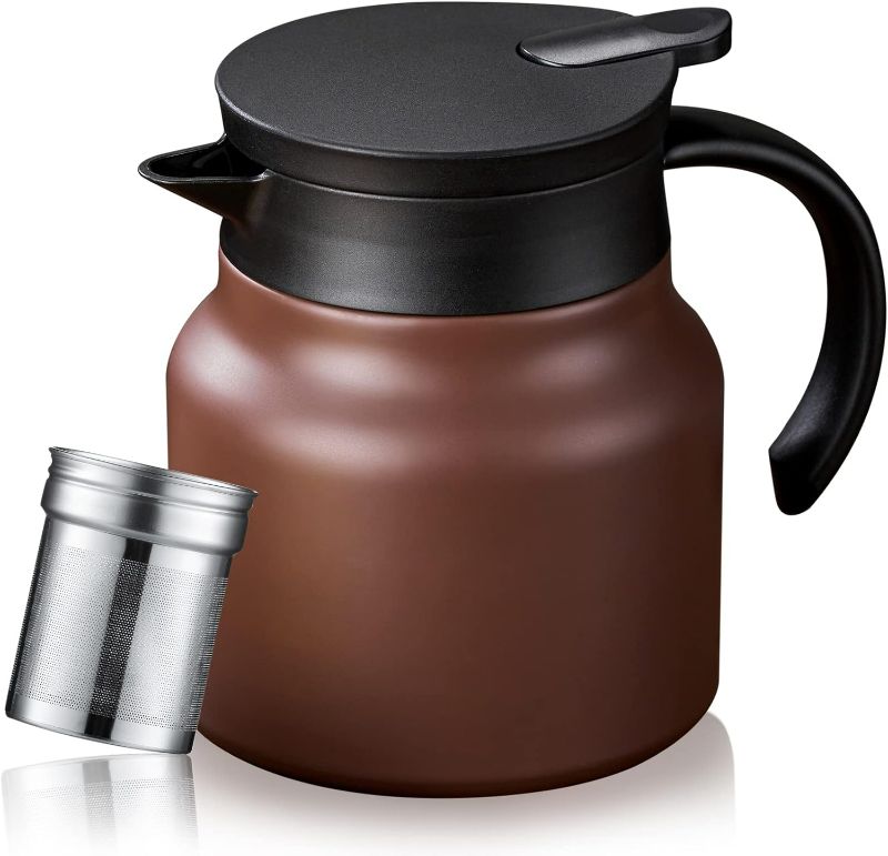 Photo 1 of PARACITY Thermal Coffee Carafe/Tea Pot with Ceramic Liner 27 OZ, Small Coffee Thermo Travel with Removable Stainless Steel Filter for Hot Drinks, Double Wall Insulated Coffee Pitcher