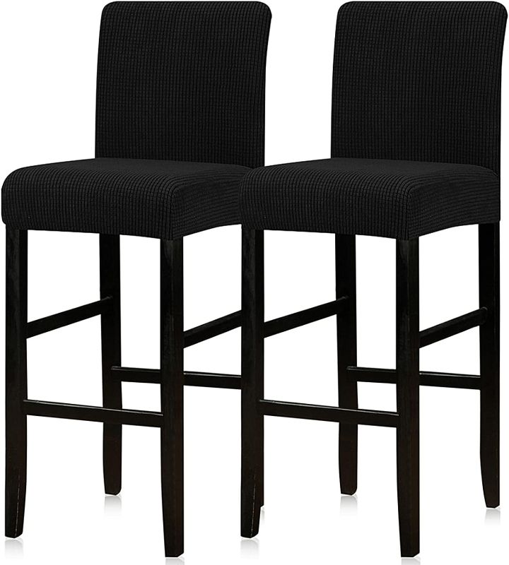 Photo 1 of Lellen Reusable Pub Counter Stool Chair Covers Slipcover Stretch Removable Washable Dining Room Chair Covers Bar Stool Covers Counter Height Chair Covers Set of 2?Black?