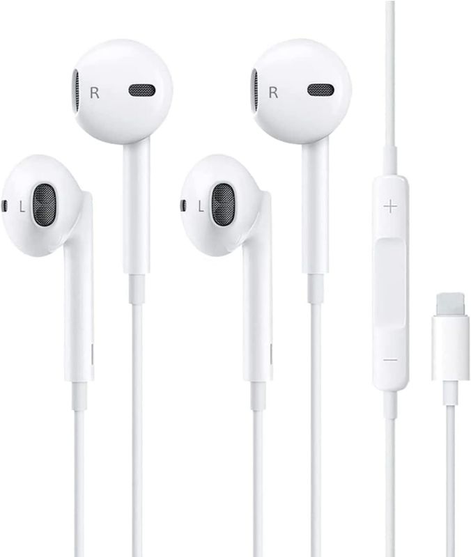 Photo 1 of 2 Pack Light^ing Wired Earbuds Headphones Earphone Headset Built-in Microphone Compatible with Apple iPhone 14/13/12/11 Pro Max Mini Xs/XR/X/7/8 Plus