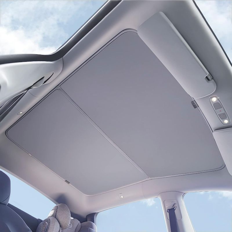 Photo 1 of Tesla Model Y Roof Sunshades (Roof Sunshades and 2 Triangular Windows Sunshades) - Precision Fit, No Sagging