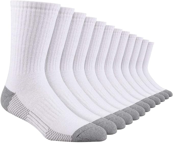 Photo 1 of Size 10-13 -  Heatuff 12 Pairs Men's Cotton Performance Athletic Crew Extra Heavy Cushion Socks