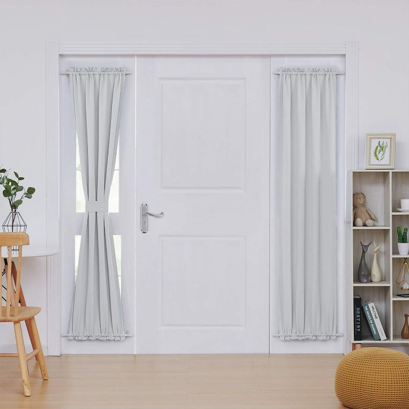 Photo 1 of Deconovo Blackout Curtains, Thermal Insulated Room Darkening Door Curatins Drapes, Patio Door & Rod Pocket Sliding Window Curtain (25 Inch by 72 Inch, Silver Grey, 1 Panel)