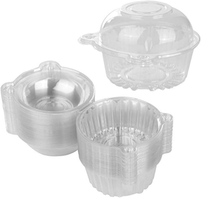 Photo 1 of BlueSnail 50 pieces Plastic Single Individual Cupcake Muffin Dome Holders Cases Boxes Cups Pods