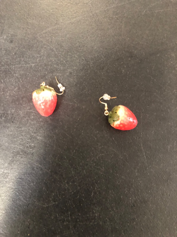 Photo 2 of Cute Strawberry Fruits Small Stud Earrings 925 Sterling Silver Post for Women Girls Teen Cubic Zirconia Funny Red Enamel Lifelike Lucky Mini Cartilage Tragus Hypoallergenic Jewelry Birthday Easter