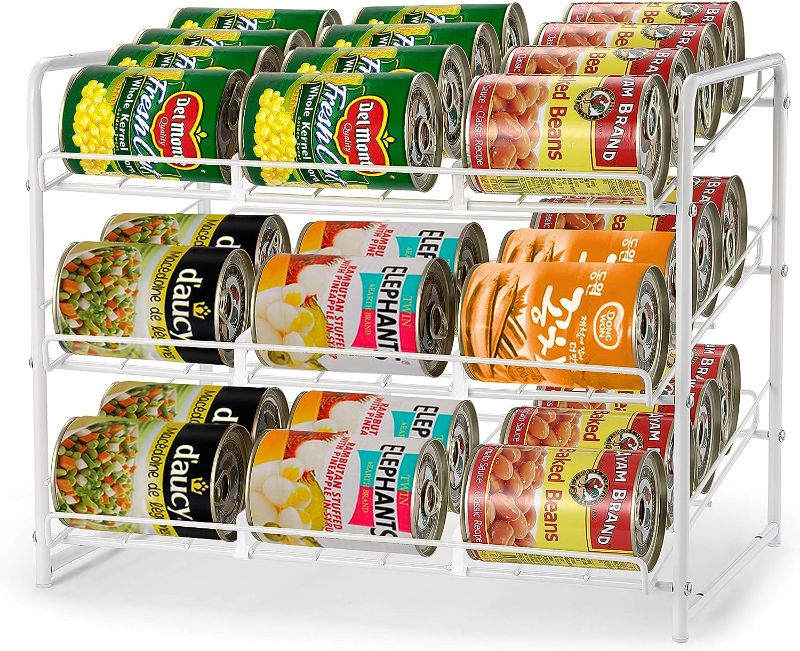 Photo 1 of Simple Trending Can Rack Organizer, Stackable Can Storage Dispenser Holds up to 36 Cans for Kitchen Cabinet or Pantry, White