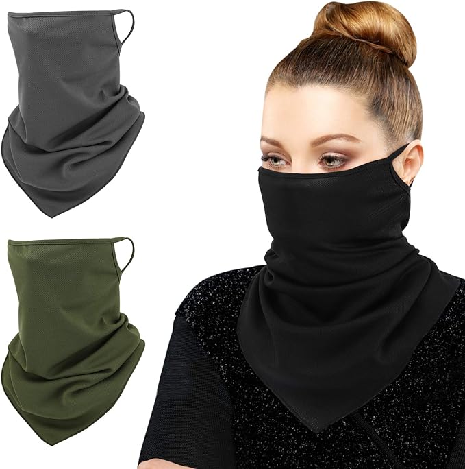 Photo 1 of MoKo Scarf Mask Bandana with Ear Loops 3 Pack, Neck Gaiter Balaclava Dust UV Sun Protection Outdoors Face Mask for Women Men