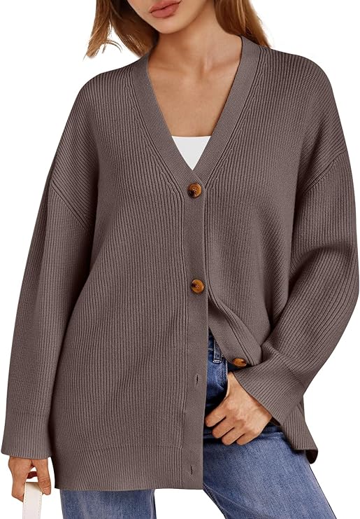 Photo 1 of (S) LILLUSORY Women's Cardigan 2023 Open Front Oversized Button Lightweight Sweaters V Neck Loose Cardigans Knit Outwear Size Small