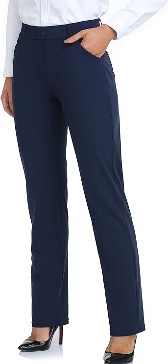 Photo 1 of (XL) Oalka Women's Dress Pants Straight Leg Yoga Work Stretchy Pant for Office Business Size XL