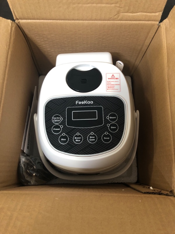Photo 1 of FEEKAA Small Rice Cooker 2 Cup, Mini Japanese Rice Cooker, 6-in-1 Portable Slow Cooker, Travel Rice Maker, Soup Maker, Stew Pot, Keep Warm & Delay Timer, White, 1.2L