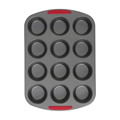 Photo 1 of GoodCook MegaGrip 12-Cup Nonstick Steel Cupcake and Muffin Pan with Silicone Grip Handles, Gray