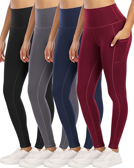 Photo 1 of (S) YOUNGCHARM 4 Pack Leggings with Pockets for Women,High Waist Tummy Control Workout Yoga Pants