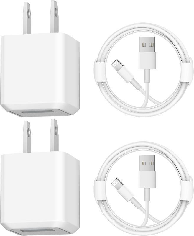 Photo 1 of iPhone Charger [2-Pack] USB Wall Charger Block and 6FT USB Fast Charging Cable Compatible with iPhone 14/14 Pro/14 Pro Max/14 Plus/13/12/11/Mini/XS/Max/XR/X/8/7/SE