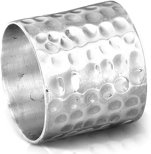 Photo 1 of Boho-Magic 925 Sterling Silver Band Ring for Women Statement Plain Simple Wide Cuff Hammered Ring