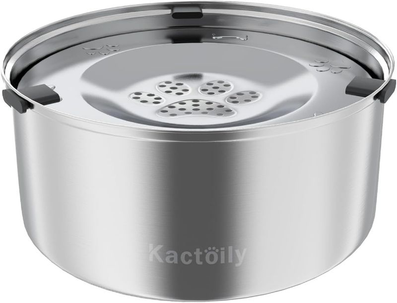 Photo 1 of Kactoily 3L/101oz Large Capacity Dog Water Bowl Stainless Steel No Spill Dog Bowls Slow Drinking Dog Water Feeder Dispenser