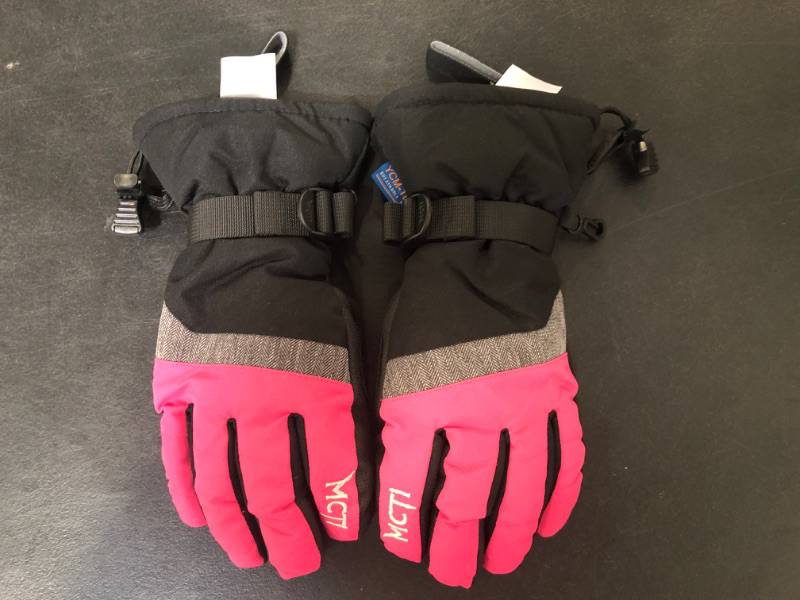 Photo 2 of (S) MCTi Ski Gloves,Winter Waterproof Snowboard Snow 3M Thinsulate Warm Touchscreen Cold Weather Women Gloves Wrist Leashes Size Small