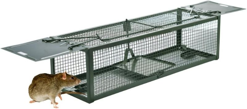 Photo 1 of Humane Animal Live Cage Rat Cage Trap with 2 Doors for Mice Hamsters Chipmunks Rodents Gopher Control 15.2"x4.9"x4.2"