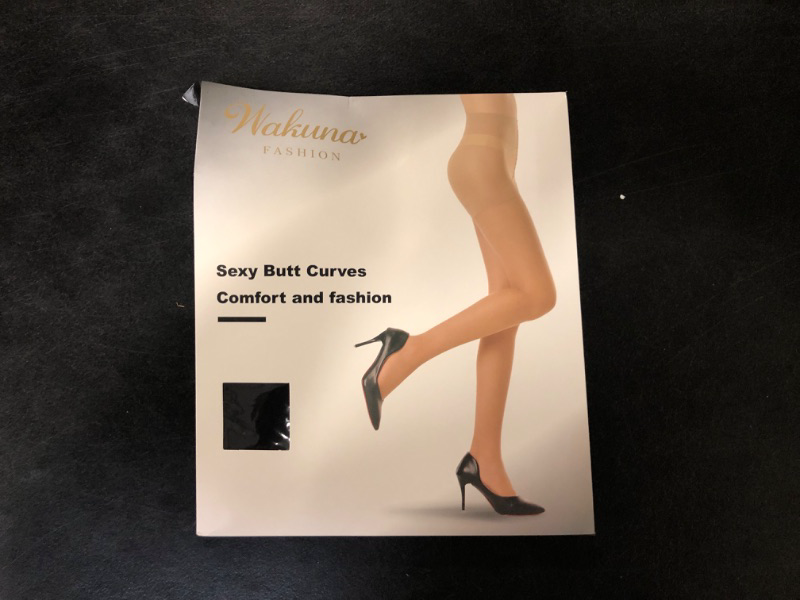 Photo 2 of (M) WAKUNA 20D Black Sheer Tights for women-2 Pairs sheertex Pantyhose with Reinforced Toes Size Medium 