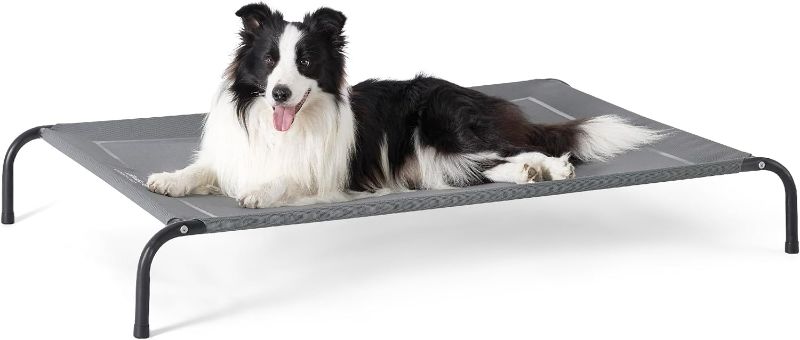 Photo 1 of Bedsure Elevated Raised Cooling Cots Bed for Large Dogs, Portable Indoor & Outdoor Pet Hammock with Skid-Resistant Feet, Frame with Breathable Mesh, Grey, 49 inches