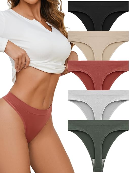 Photo 1 of Breathable Seamless Thongs: Comfortable Women's Underwear 5-Pack Size Large