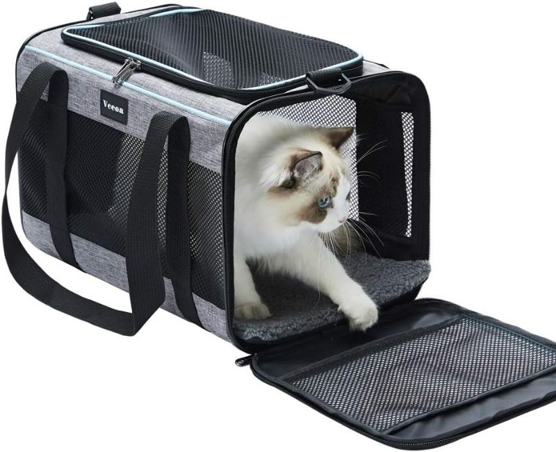 Photo 1 of Vceoa 17.5x11x11 Inches Cat, Dog Carrier for Pets Up to 16 Lbs, Soft-Sided Cat Bag Animal Carriers Travel Puppy Carry As a Toy of Fabric Pet Home