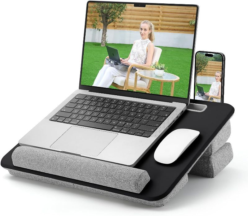 Photo 1 of Adjustable Laptop Lap Desk, Lap Desk with Cushion, Storage Function, Cubbies for Home Office Adults Students, Laptop Stand for Lap with Tablet & Phone Holder, Fits up to 15.6 Inch Laptop
