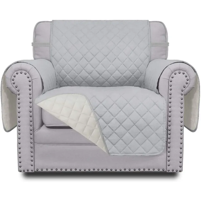 Photo 1 of Easy-Going Reversible Sofa Slipcover Water Resistant Couch Cover, Chair Size, Light Gray