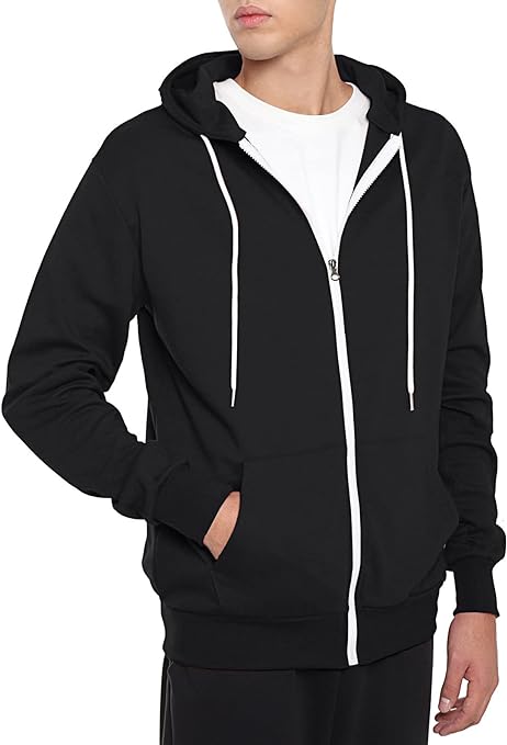 Photo 1 of (L) Ohoo Mens Slim Fit Lightweight Zip Up Hoodie with Pockets Long Sleeve Full-Zip Hooded Sweatshirt Size Large