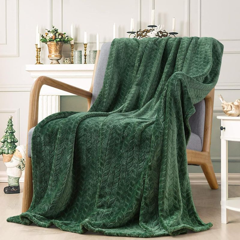 Photo 1 of Inhand Fleece Throw Blankets, Super Soft Flannel Cozy Blankets for Adults, Washable Lightweight Blanket for Couch Sofa Bed Office, Warm Plush Blankets for All Season (50"×60", Green)