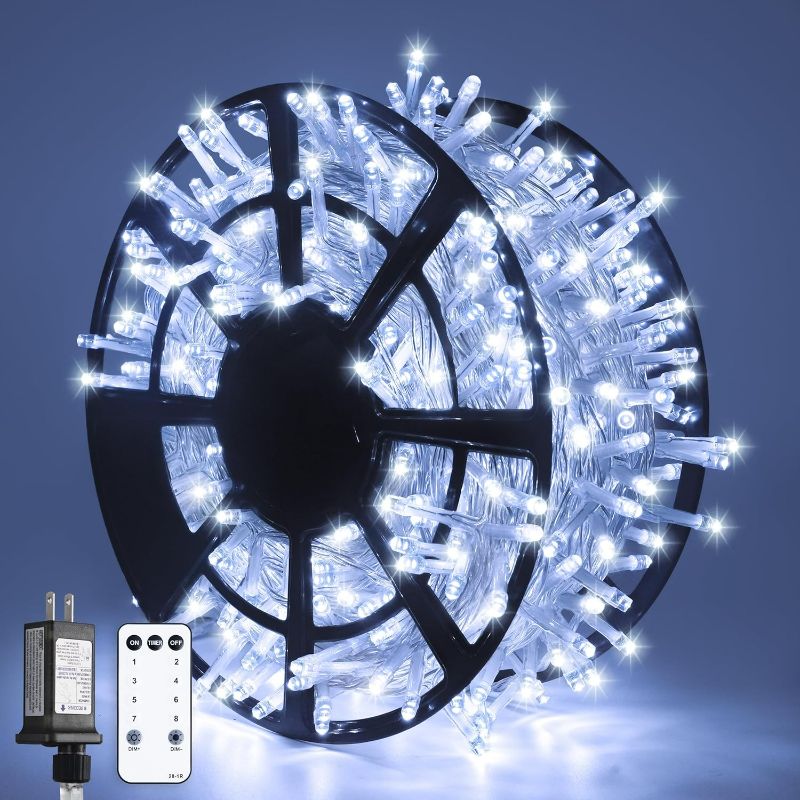 Photo 1 of JMEXSUSS 168FT 600 LED Christmas Lights Outdoor Waterproof with Remote Indoor Christmas String Lights Cool White Christmas Tree Lights Plug in for Room Wedding Party Holiday Christmas Decorations