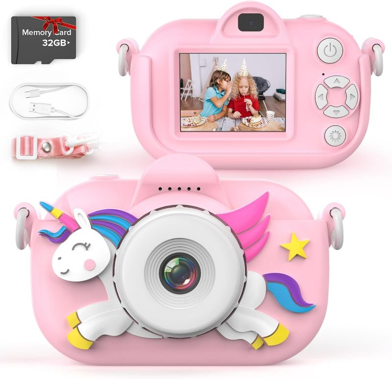Photo 1 of MKQ Kids Camera for Girls, 3-12 Year Old Girl Toys Christmas Birthday Gifts, 32MP HD Dual Lens Toddler Camera for Kids, 1080P Video Kids Digital Camera, Kid...